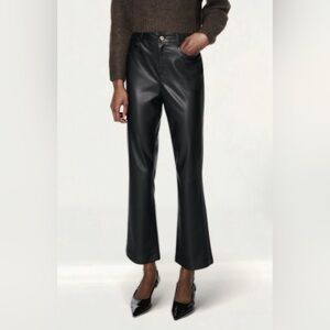 Zara Leather Effect Cropped Mini Flare Trousers Size 8/40